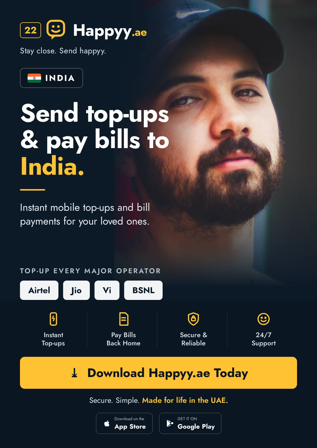 India campaign — Send top-ups and pay bills to India