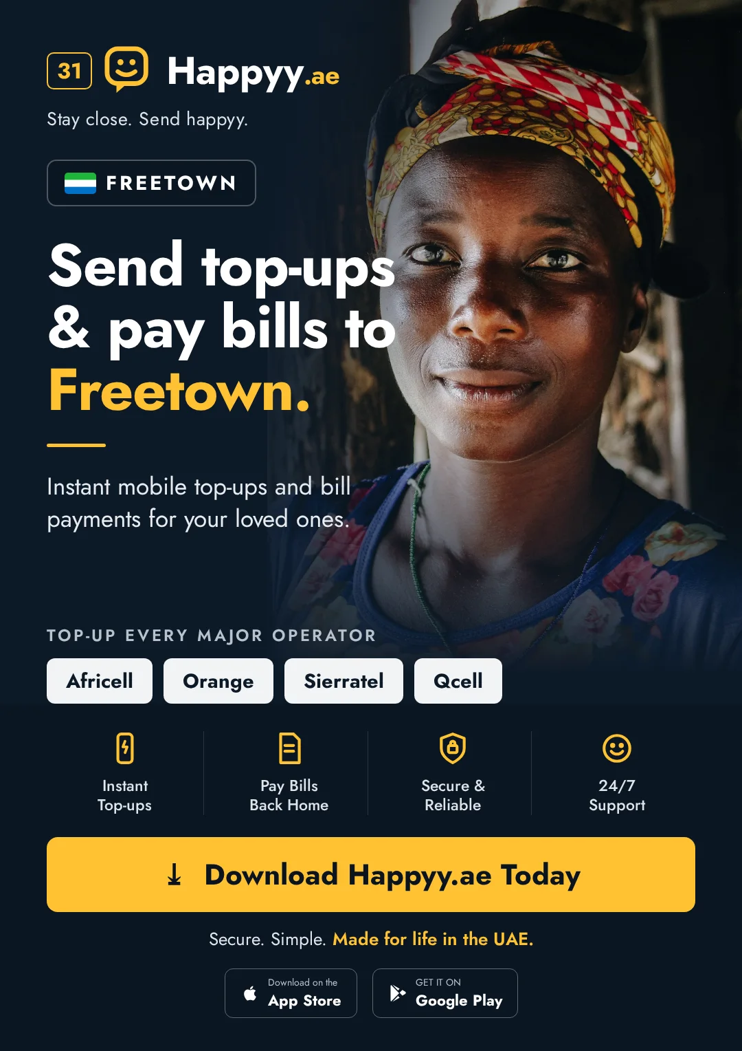 Freetown campaign — Send top-ups and pay bills to Freetown